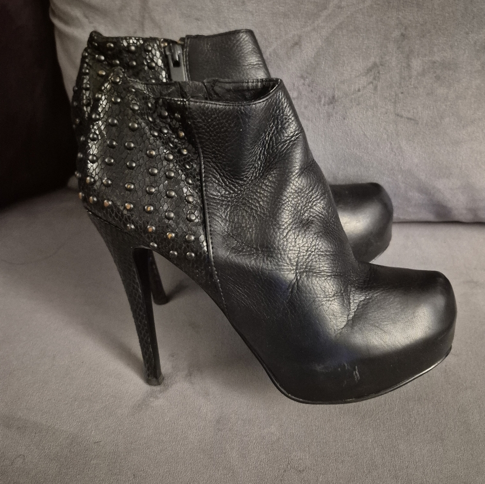 bebe Black Studded Heeled Boots